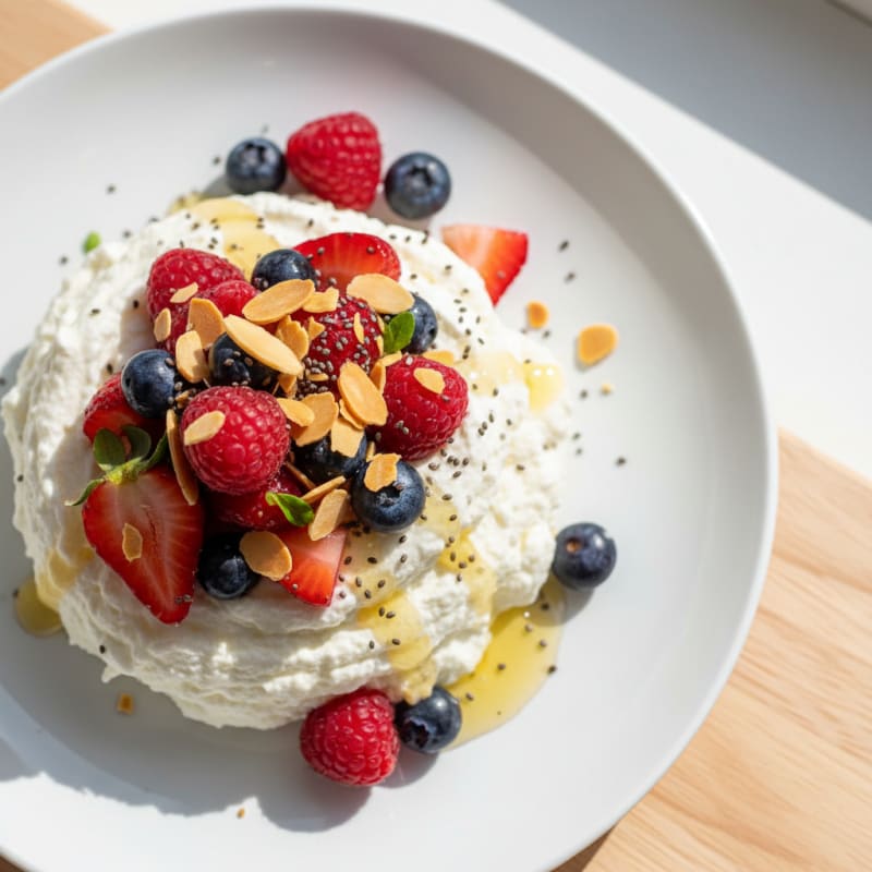 Greek Yogurt Protein Mousse with Mixed Berries
