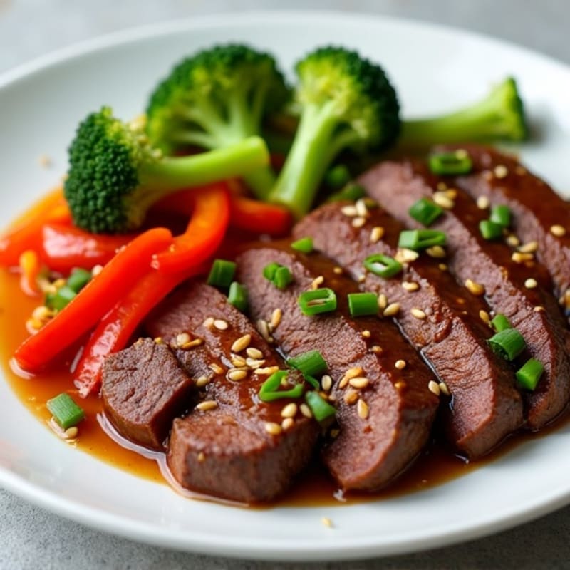 Lean Sesame-Ginger Beef with Sautéed Veggies