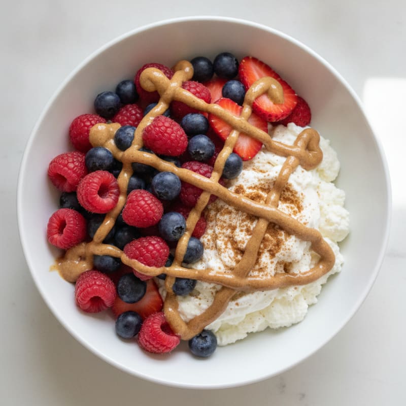 Greek Yogurt Protein Bowl with Mixed Berries and Almond Butter