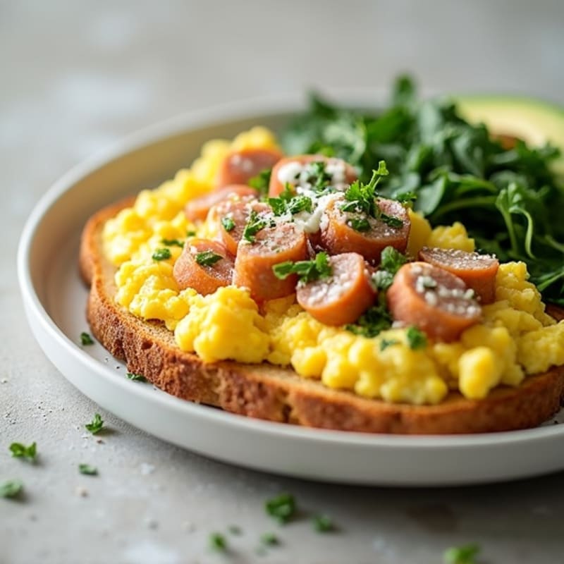 Egg White Scramble with Turkey Sausage and Spinach