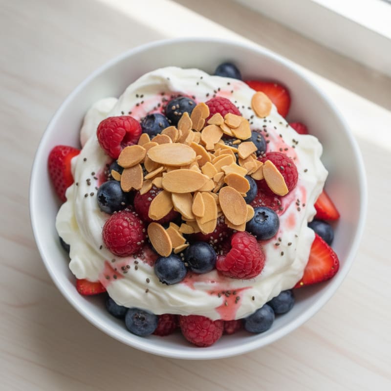 Creamy Greek Yogurt Protein Parfait with Berries and Almonds