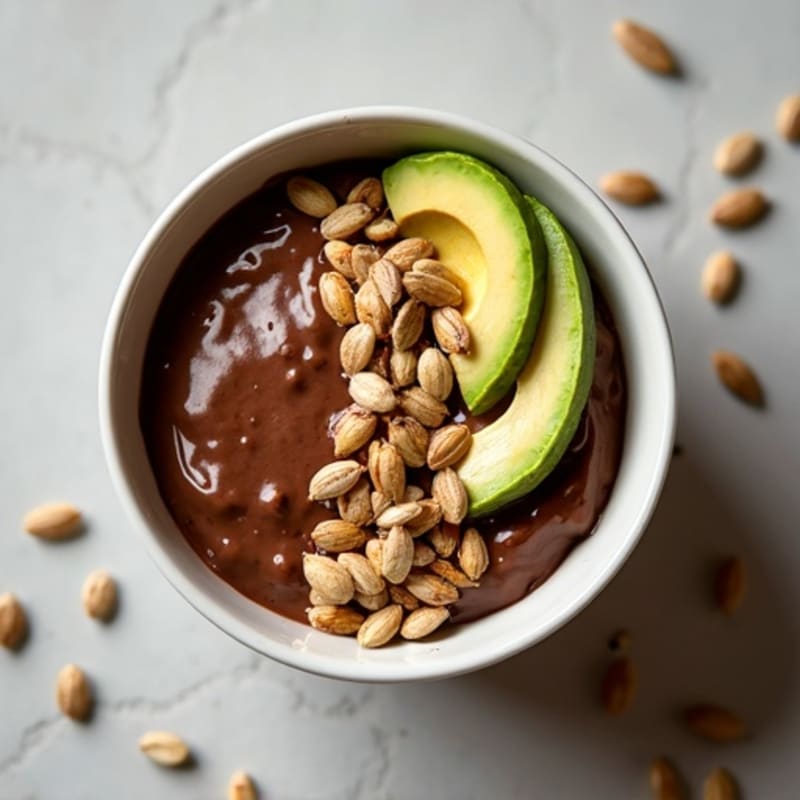Fudgy Dark Chocolate Protein Pudding Bowl with Crunchy Toasted Seeds