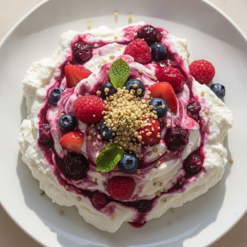 Greek Yogurt Protein Mousse with Mixed Berries