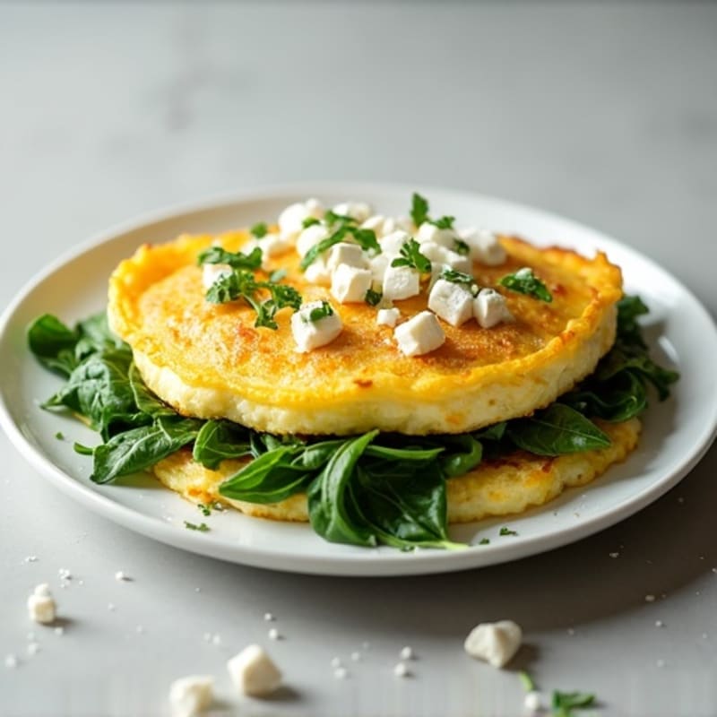 Fluffy Spinach Feta Egg White Omelette