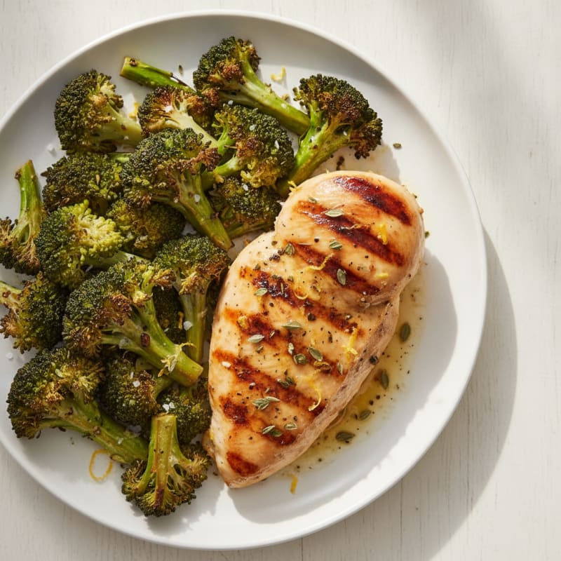 Lemon Herb Grilled Chicken with Roasted Broccoli