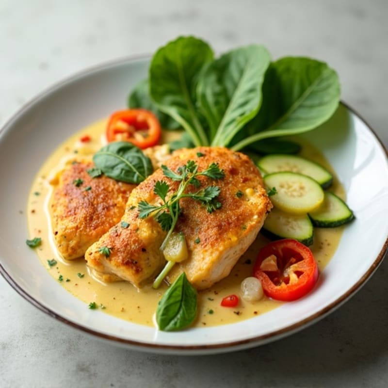 Creamy Coconut Green Curry Chicken with Fresh Vegetables