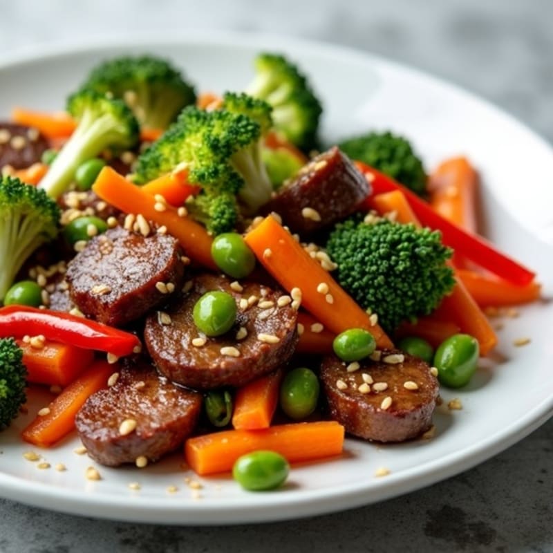 Sweet Ginger Garlic Beef with Sesame Vegetables
