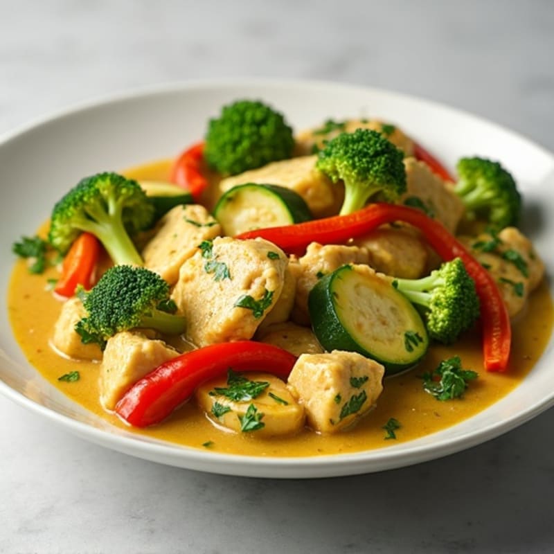 Creamy Coconut Green Curry Chicken with Vegetables