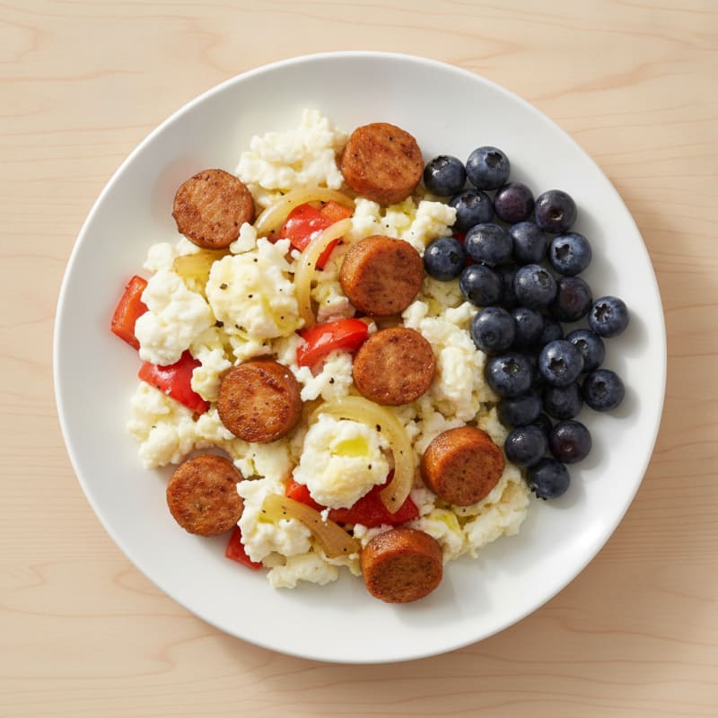 Egg White Scramble with Chicken Sausage and Roasted Vegetables