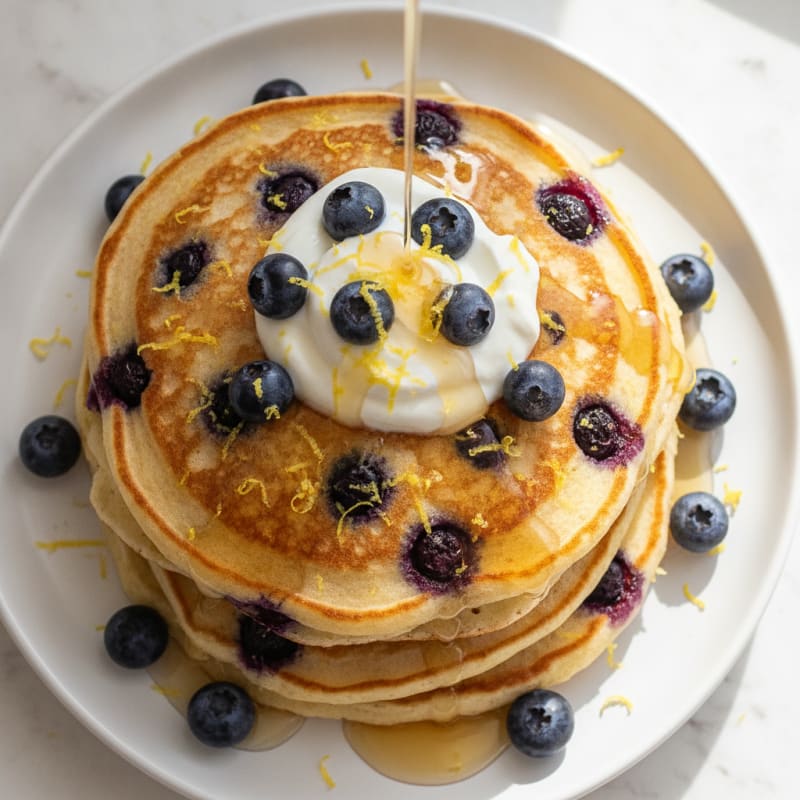 Blueberry Ricotta Pancakes with Lemon Zest