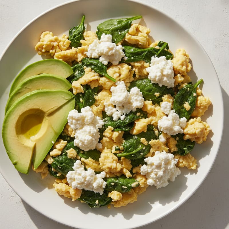 Egg and Spinach Scramble with Cottage Cheese