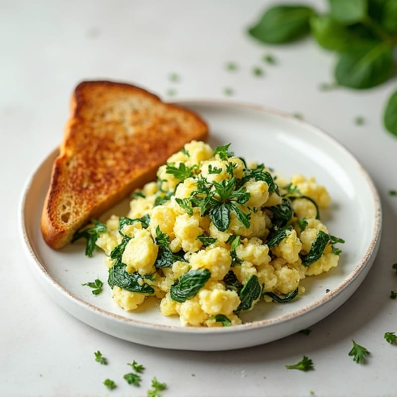 Egg White and Spinach Scramble with Gluten-Free Toast