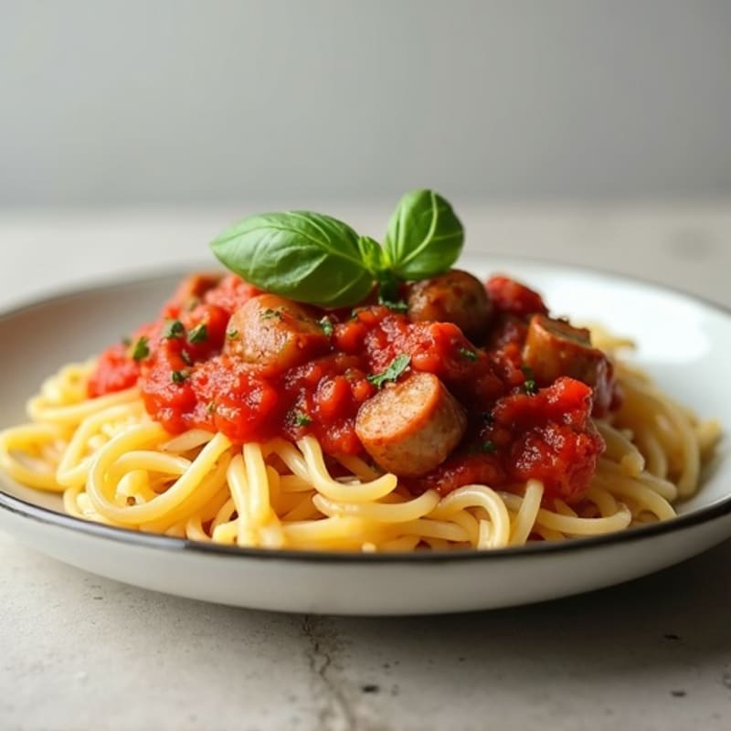 Lean Turkey Sausage Ragu with Protein Pasta