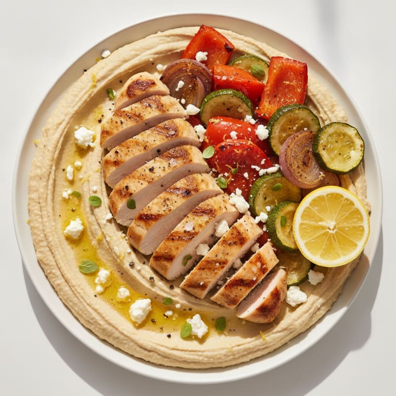 Mediterranean Hummus Platter with Roasted Vegetables