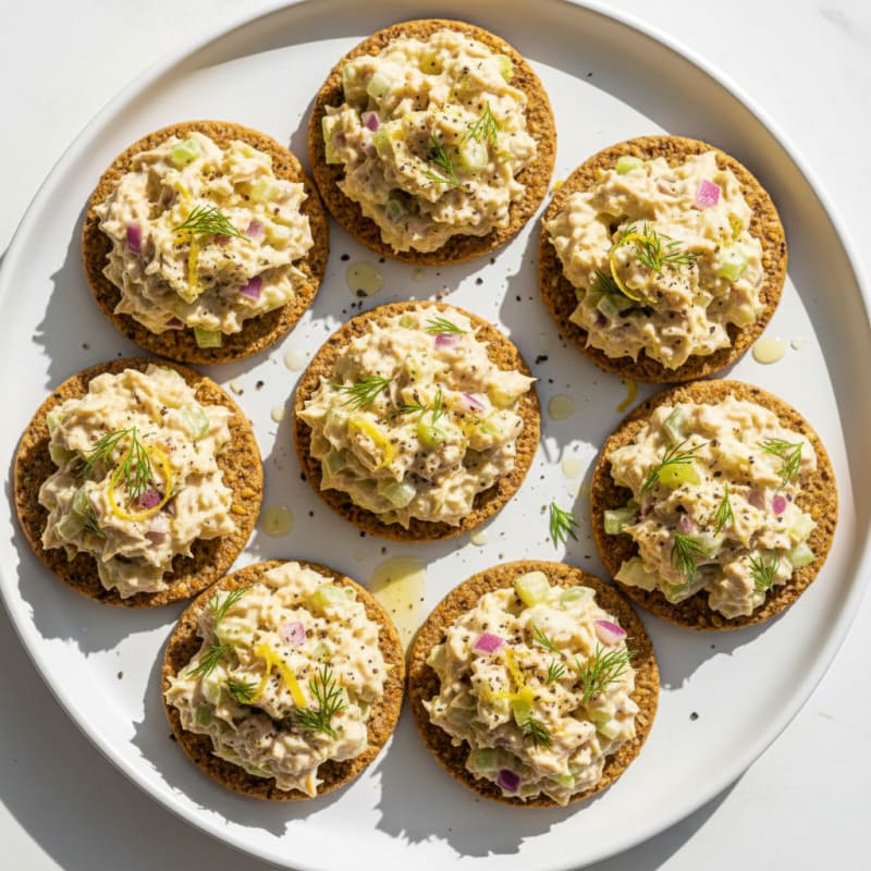 Golden Lemon-Herb Tuna Salad Crackers