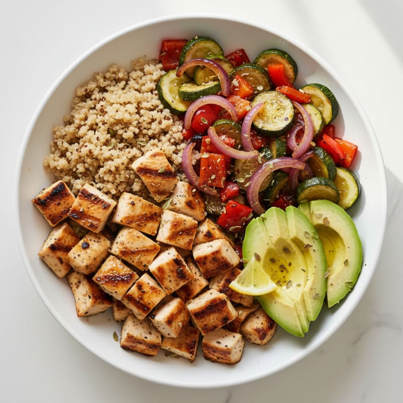 Grilled Chicken and Quinoa Power Bowl with Roasted Vegetables