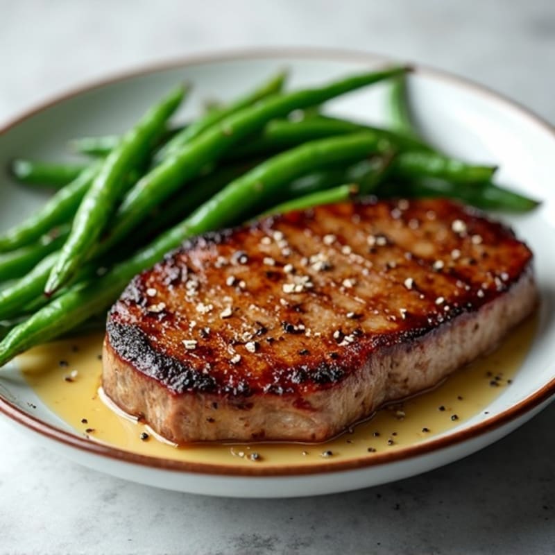 Pan-Seared Steak with Roasted Green Beans
