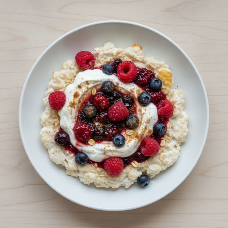 Fluffy Berry Oatmeal Yogurt Bowl
