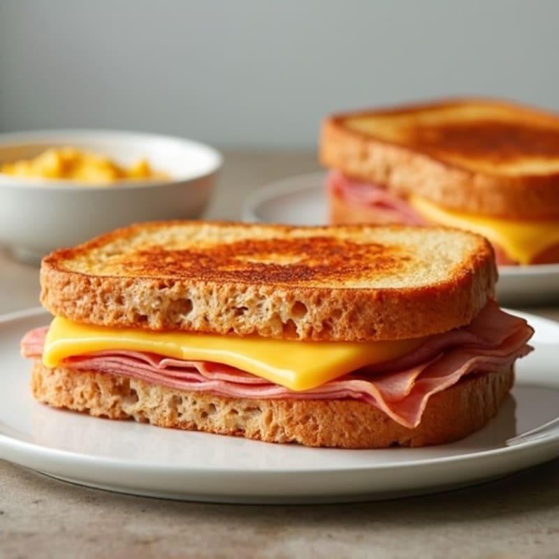 Golden Toasted Lean Ham and Melted Swiss Sandwich