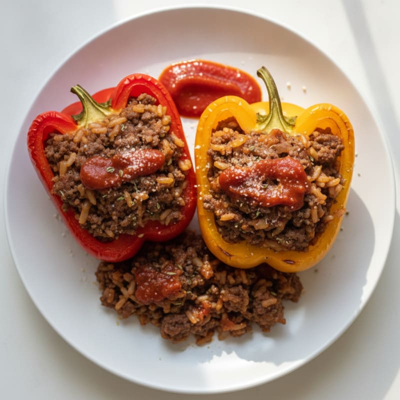 Beef and Rice Stuffed Bell Peppers