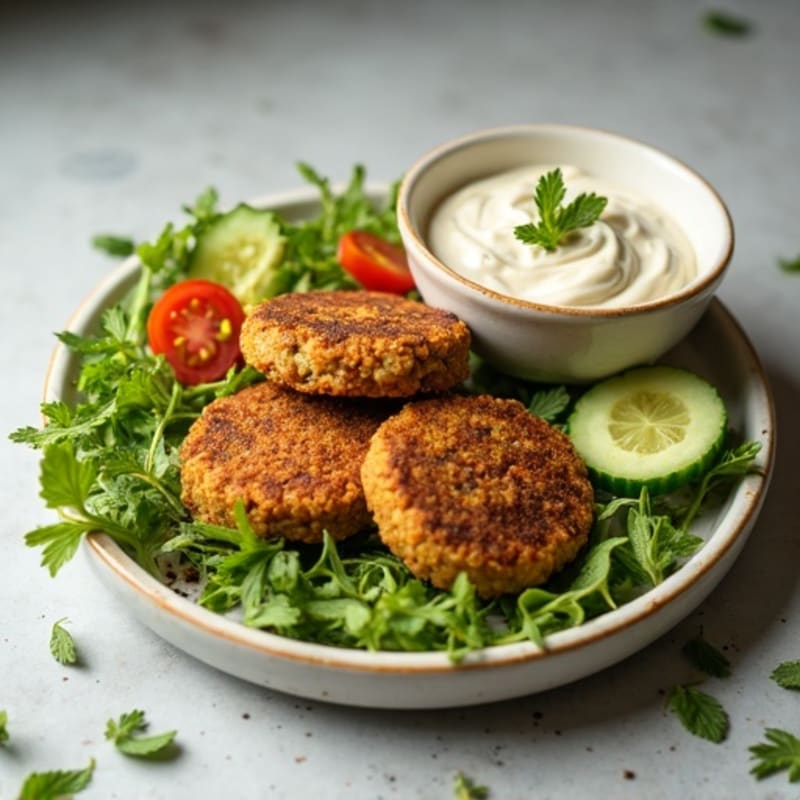 Crispy Falafel with Creamy Tahini and Fresh Herb Salad