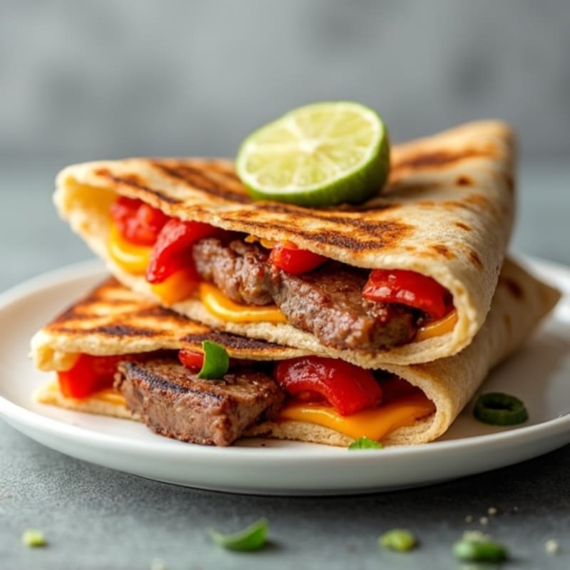 Grilled Steak and Bell Pepper Protein Quesadillas