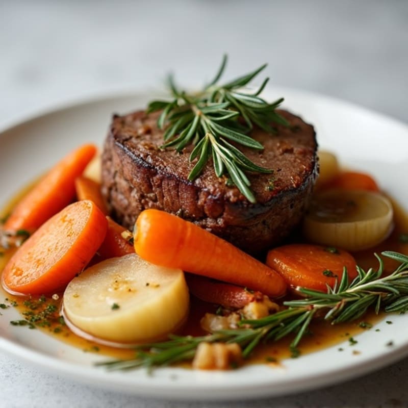Herb-Garlic Braised Pot Roast with Root Vegetables