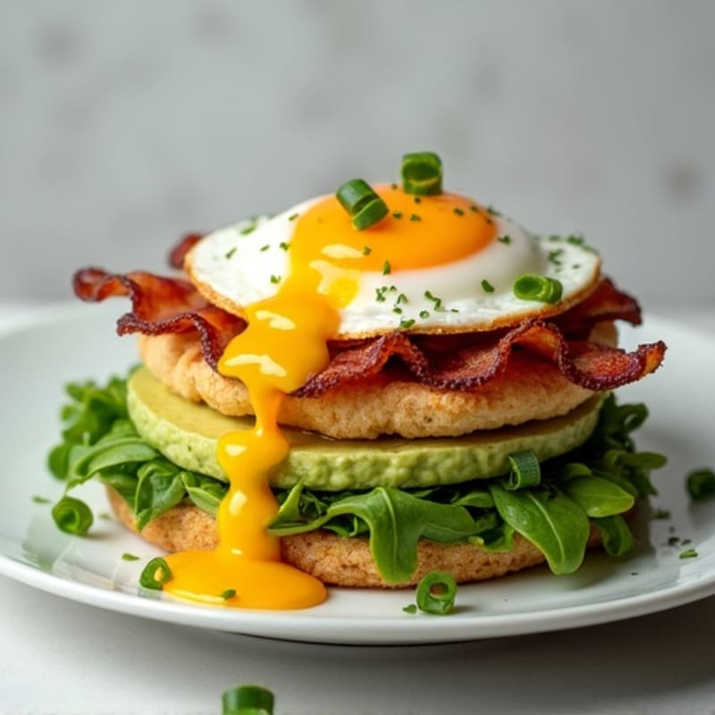 Crispy Turkey Bacon and Avocado Stack with Fresh Greens