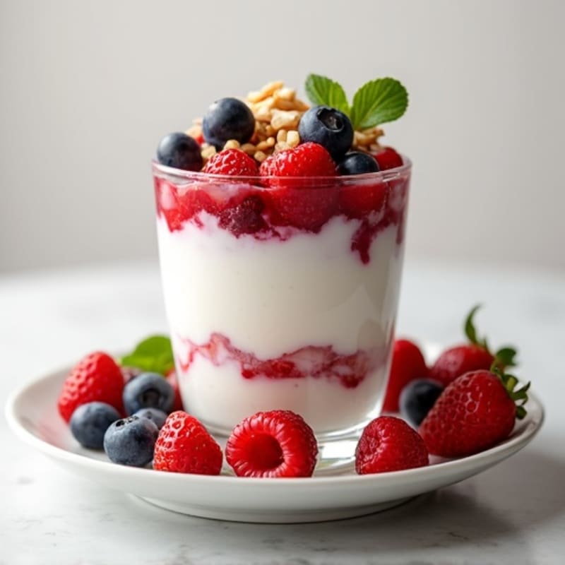 Greek Yogurt Protein Parfait with Mixed Berries and Almonds