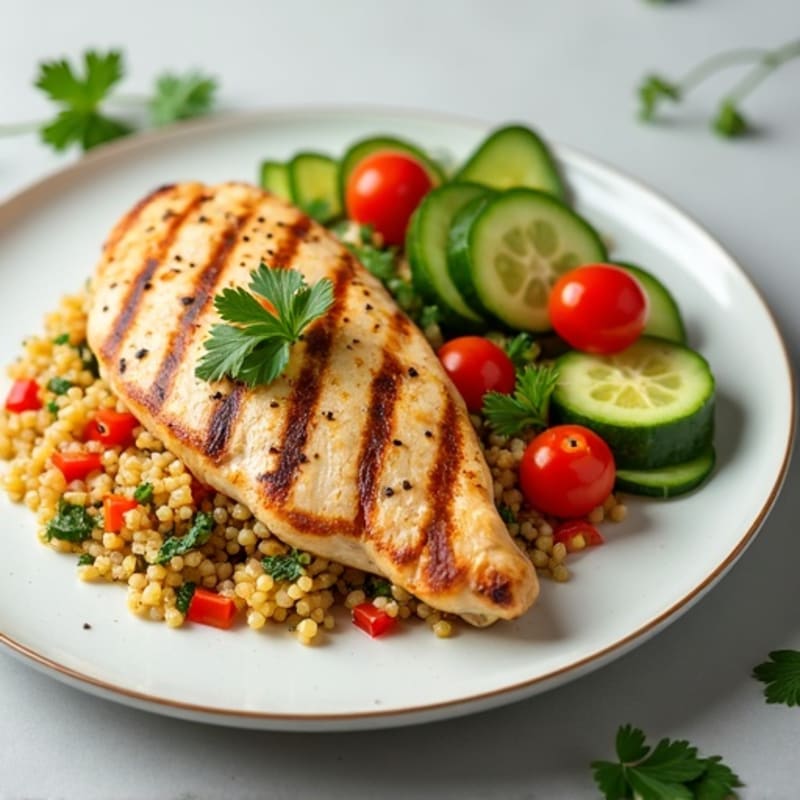 Grilled Chicken Breast with Crunchy Quinoa Salad