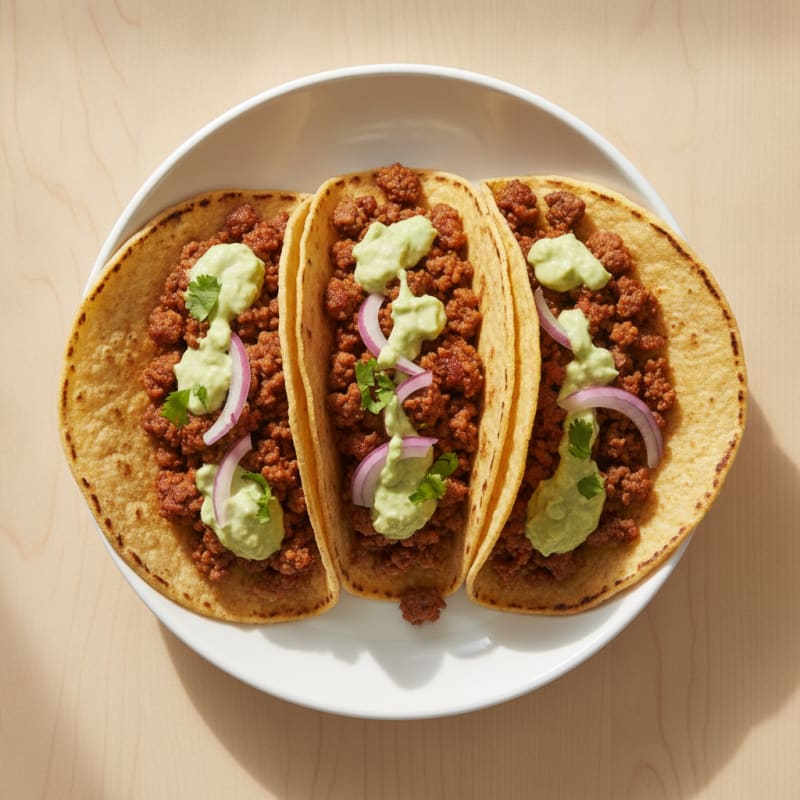 Chipotle Beef Tacos with Avocado Crema