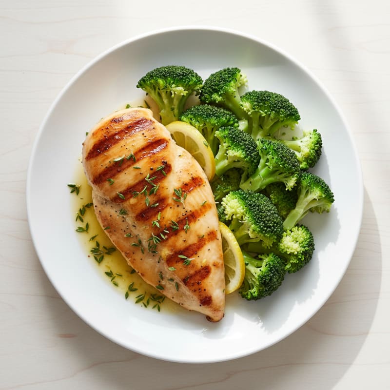 Grilled Chicken Breast with Steamed Broccoli