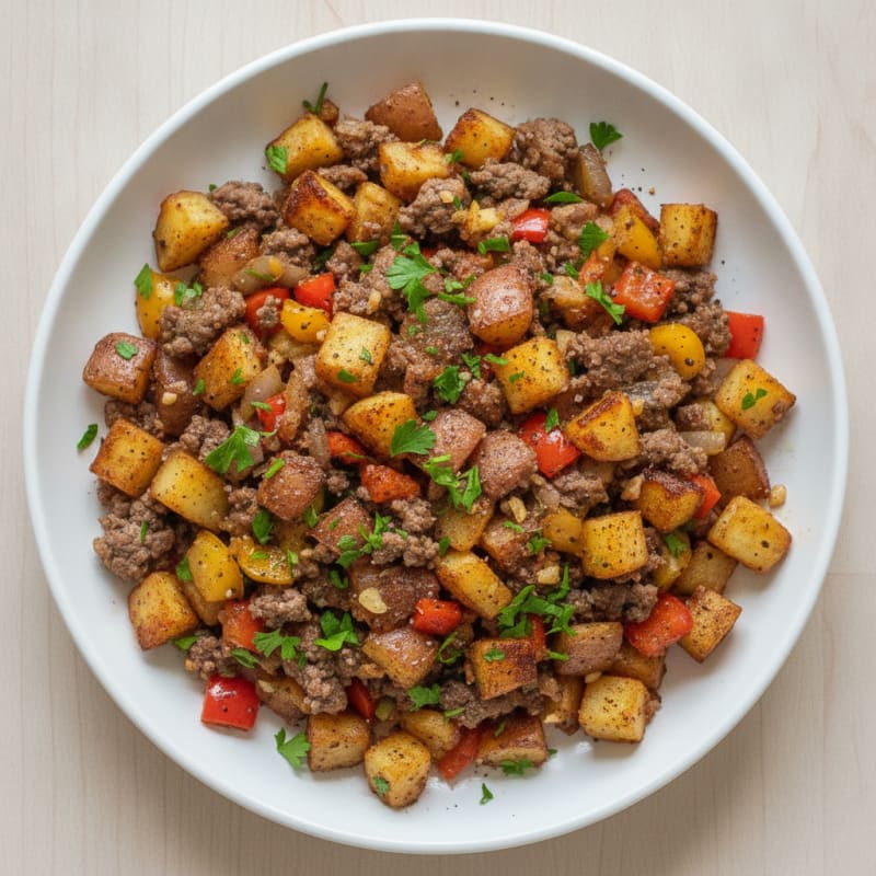 Savory Ground Beef and Potato Hash