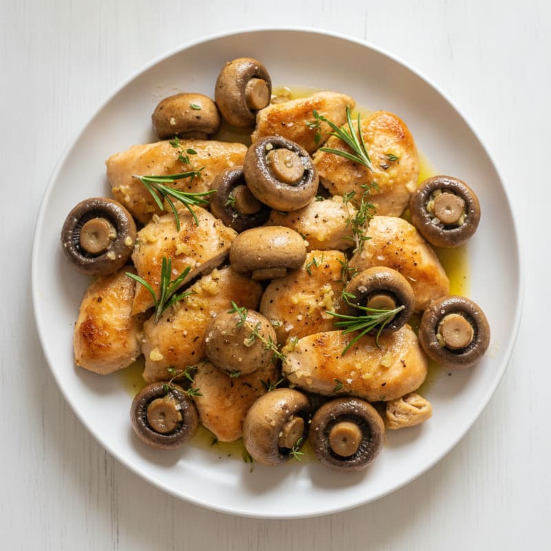 Garlic Butter Roasted Mushrooms and Chicken with Fresh Herbs
