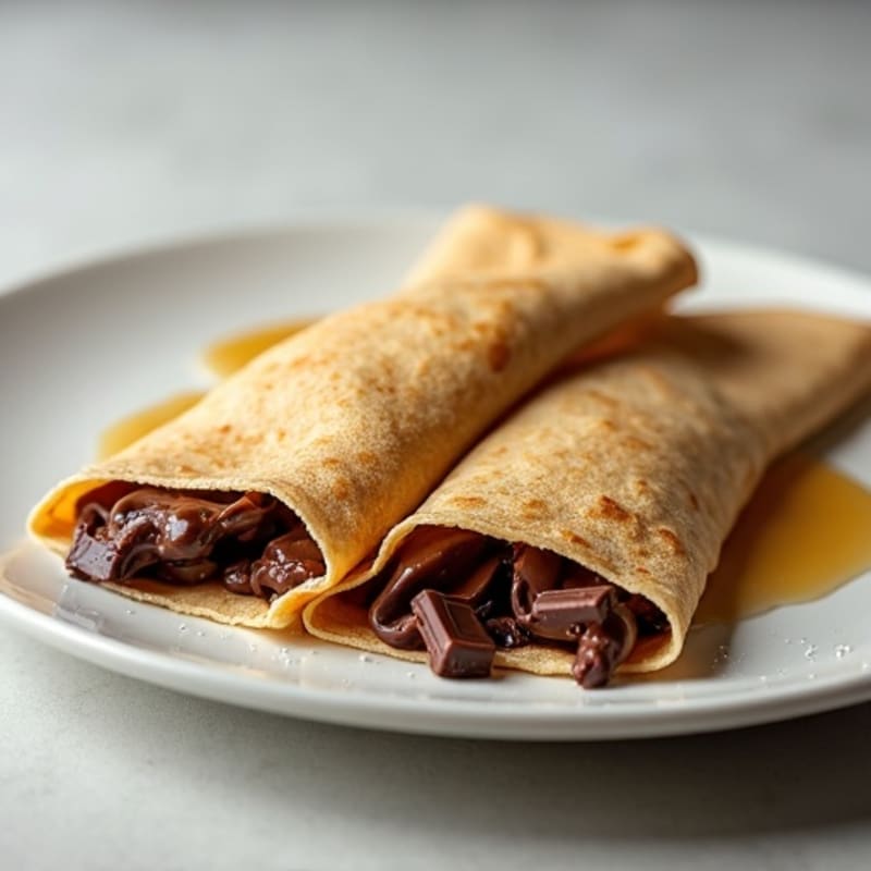 Whole Wheat Banana Crepes with Creamy Dark Chocolate Filling