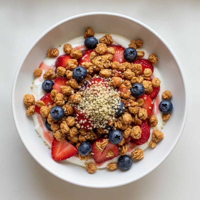 Greek Yogurt Parfait with Protein Granola and Fresh Berries