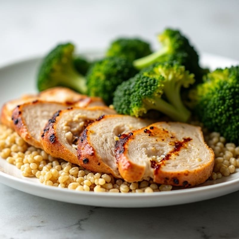 Grilled Turkey Breast with Roasted Broccoli and Quinoa