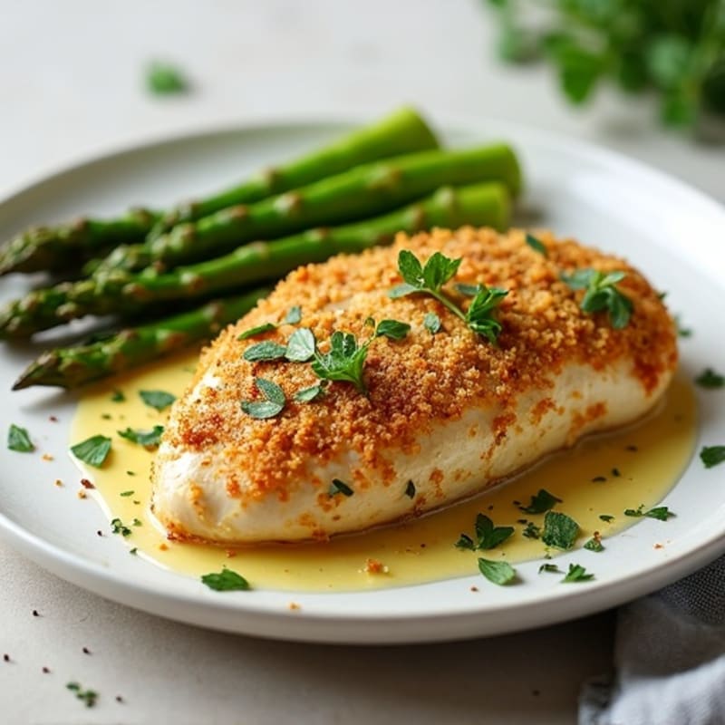 Garlic Herb Crusted Chicken with Roasted Asparagus