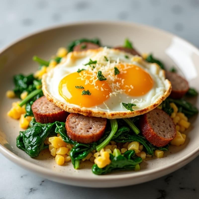 Lean Turkey Sausage and Spinach Scramble