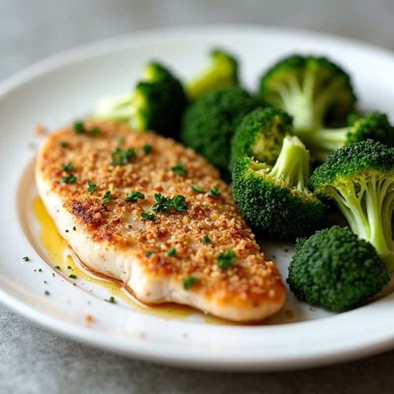 Herb-Crusted Lean Chicken with Roasted Broccoli