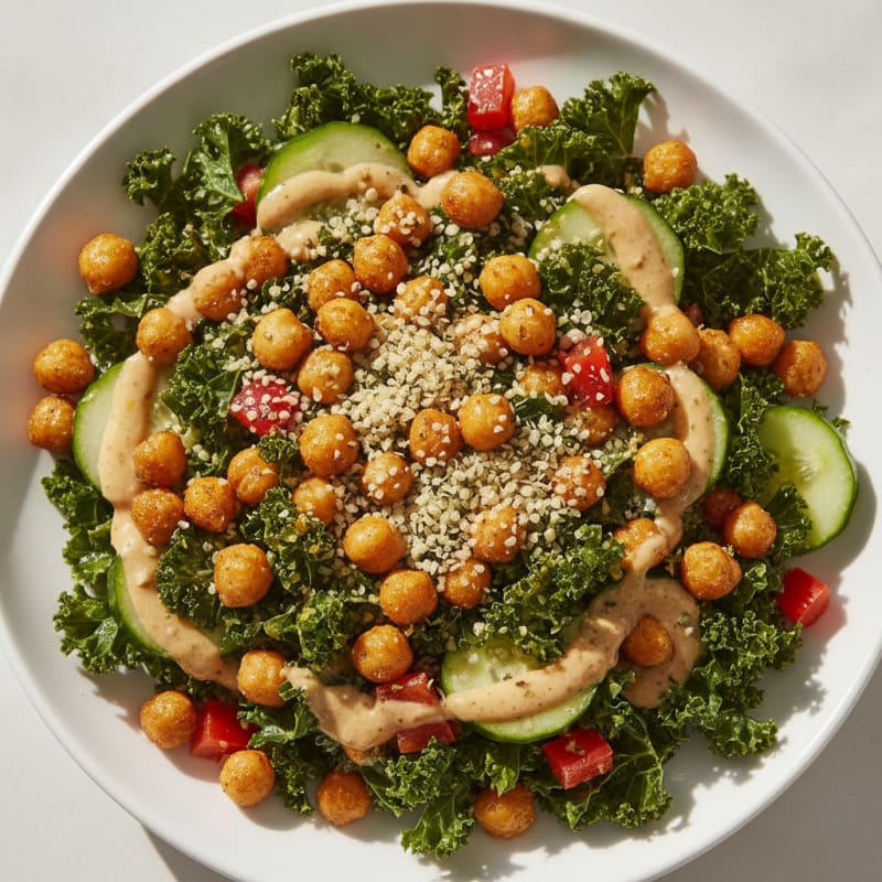 Chickpea Crunch Salad with Lemon Tahini Dressing