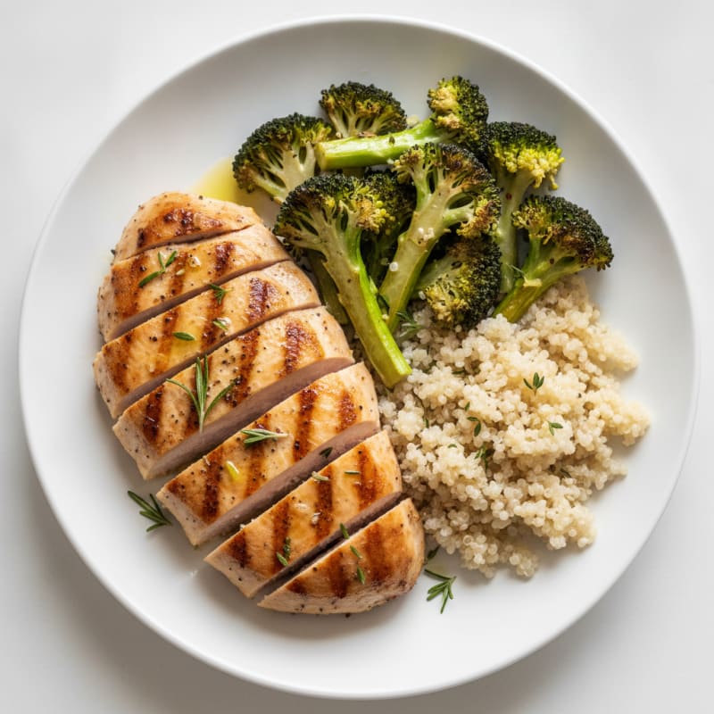 Grilled Turkey Breast with Roasted Broccoli and Quinoa