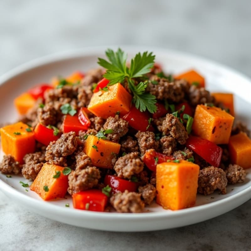 Crispy Lean Beef and Sweet Potato Hash