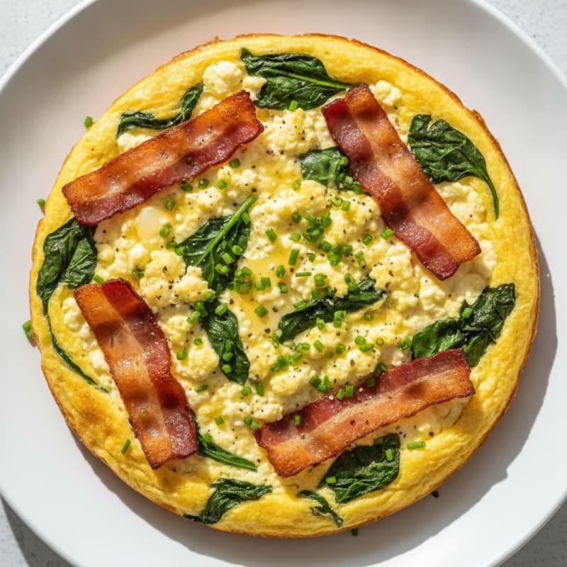 Baked Eggs with Turkey Bacon and Cottage Cheese