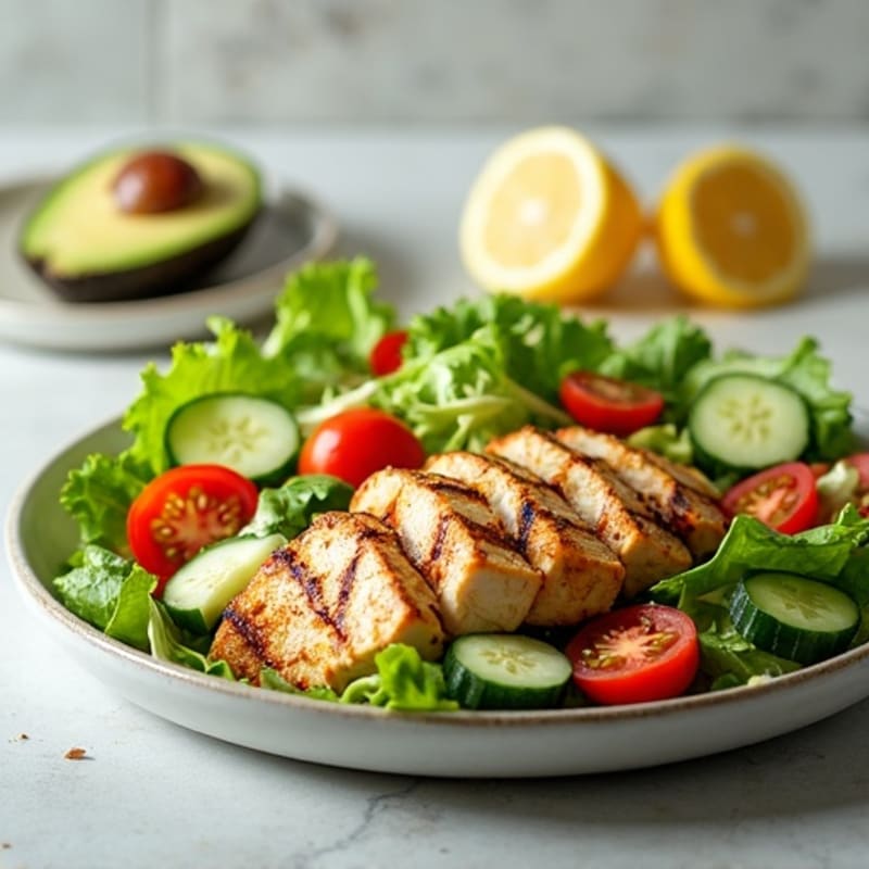 Grilled Chicken Romaine Salad with Creamy Garlic Dressing