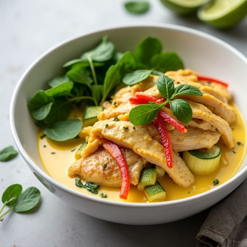 Creamy Coconut Green Curry Chicken with Fresh Vegetables
