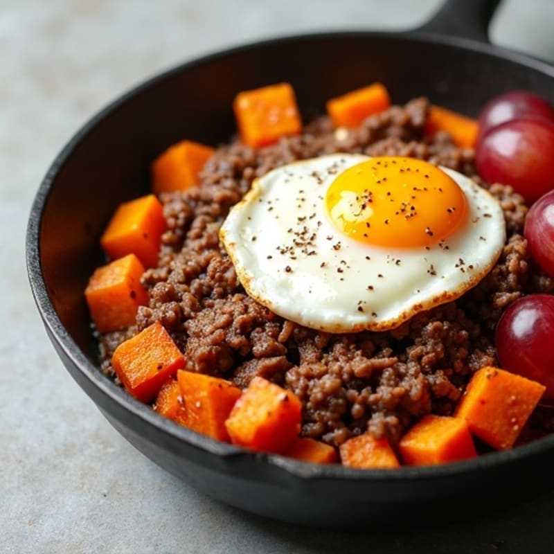 Crispy Minced Meat and Sweet Potato Skillet