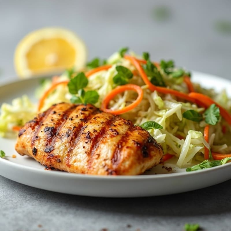 Grilled Chicken Breast with Crunchy Cabbage Slaw