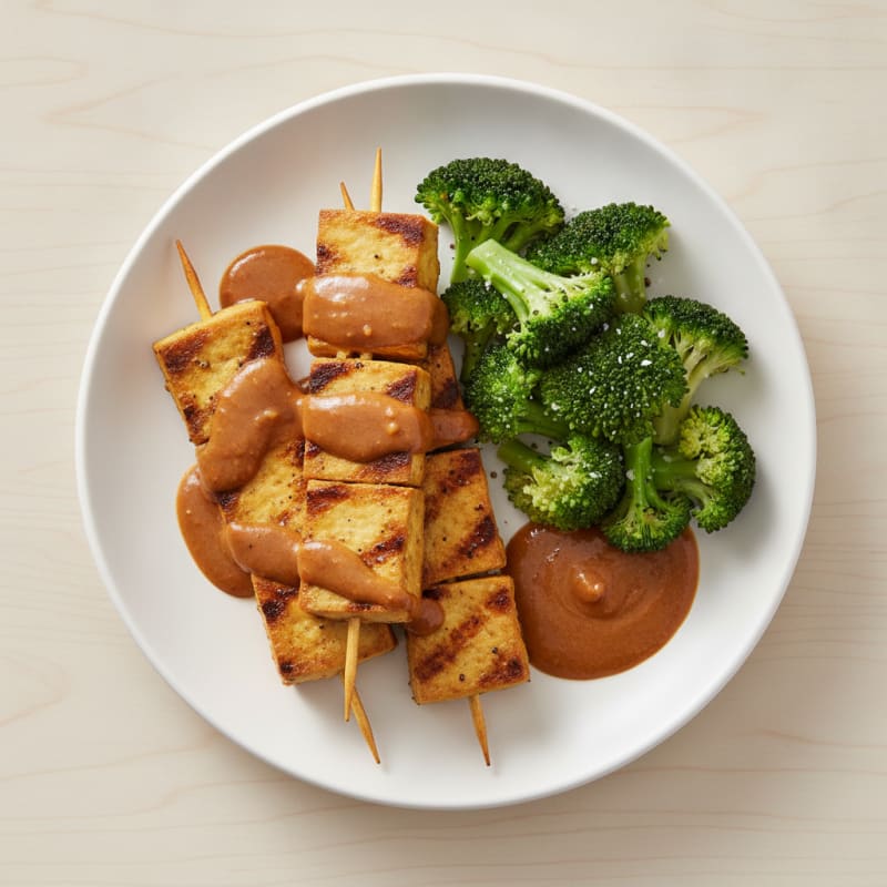 Satay Tofu Skewers with Peanut Sauce