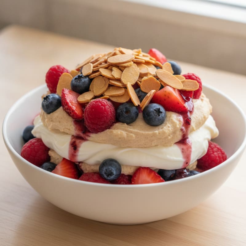 Greek Yogurt Protein Parfait with Mixed Berries and Almonds